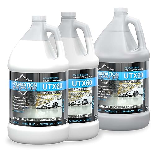 Armor UTX60 Matte Concrete and Garage Floor Coating Resistant to Oil, Gas, Chemicals - 3 Gallon Kit