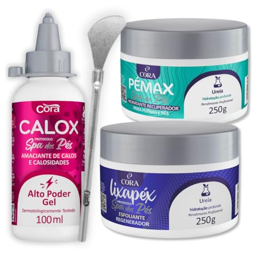 Kit Spa dos Pés Cora Calox Gel Esfoliante Lixapéx Ureia Pémax Ureia Espátula Plantar 222