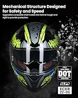 ILM Motorradhelm Integralhelm Herren Damen-Motorcycle Helmet mit 2 Visieren Pinlock-kompatiblen klaren und getönten-Street Bike Motocross Casco DOT&ECE Modell Z501, Surprise Yellow, XXL – Ansicht 2