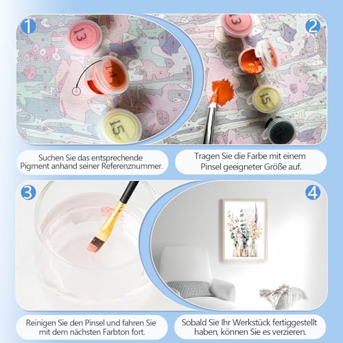 ShengDexin Malen Nach Zahlen Erwachsene Blumen, DIY Paint by Numbers Kreativ set für Erwachsene - 40 x 50 cm… – Ansicht 4