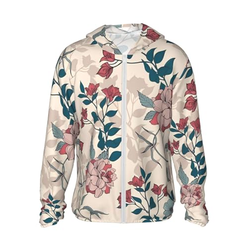 Veste à capuche légère contre le vent veste zippée à poches fleurs