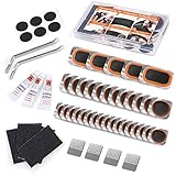 modacraft 50 Stück Fahrrad Flickzeug Set, Reifenflickzeug mit 30 STK. Aufnäher 6 STK. Pannenpflaster Selbstklebend Reifenheber Sandpapier Metallraspel für Fahrrad Motorräder Aufblasbarer Gummireifen