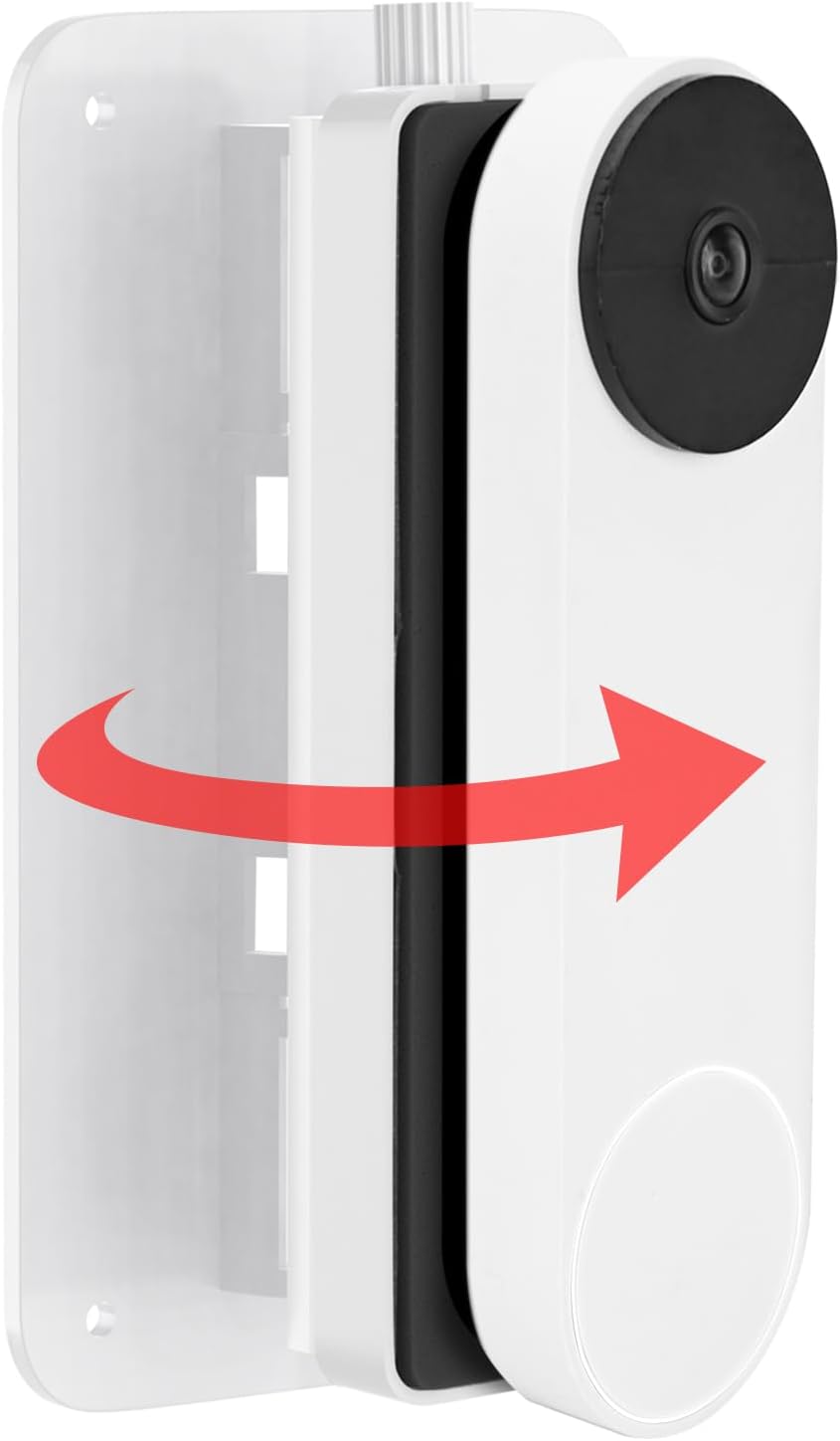 Adjustable Doorbell Mount (30ยฐto 145ยฐ) for Google Nest Doorbell Wired-2nd Gen, Google Nest Hello Door Bell, Door Bell Wedge Mount for Apartment, No Drill-White