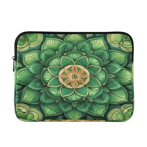 Funda para Laptop de 13-14 Pulgadas Mandala Verde Impermeable