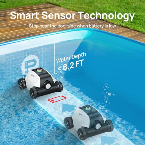Image of (2026 Upgraded) Robotic Pool Vacuum for Above Ground Pool - 6600mAh for 130mins Runtime & 50W Powerful Suction, Self-Parking Pool Cleaner with 180μm Filter Tray Up to 1300 Sq. Ft (White&Green)