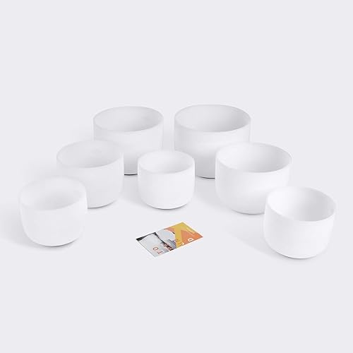 Vista 19 de Topfund - Cuencos de cristal para crear notas de sonido de vibración, Nota del chakra del corazón F, 8 pulgadas Nota F+Caja