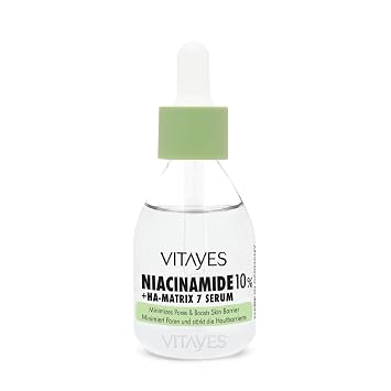 VITAYES b!right 10% Niacinamide Hyaluronic Acid Serum - Pore Refinement, Strengthening the Skin Barrier, Moisturizing, Anti Aging - for Radiant & Rejuvenated Skin - 1.01 Fl Oz