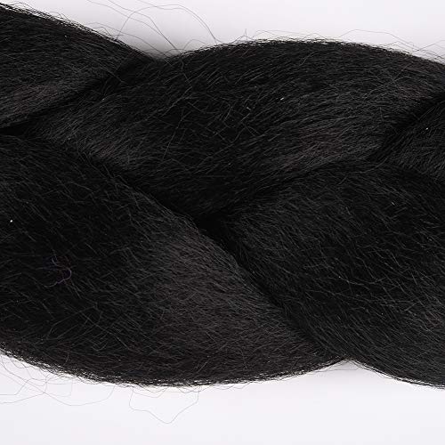 Wome Black Jumbo Braiding Hair Extensions 3Pcs/Lot High Temperature Synthetic Black Braids Hair Synthetic Hair For Box Braids Black Hair Extensions For Twist (Black 1B#,24",100G/Pcs) #TOP6