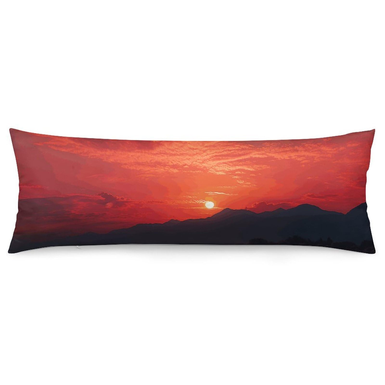 2 Pack Pillow Cases for Hair and Skin, Soft Breathable Pillow Case Covers with Hidden Zipper, Fiery Red Sunset Pillowcase 20"x54" Pillow Covers for Sleeping Gift