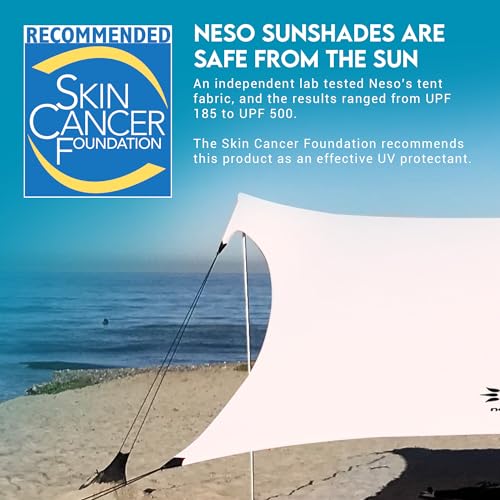Image of Neso Gigante Portable Beach Tent Sun Shelter - Lightweight Beach Shade Canopy - Easy Setup for Family Outings - Patented Reinforced Corners - UPF 50+ Sun Protection - 8ft Tall, 11 x 11ft - White