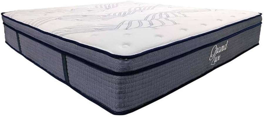 Pemberly Row 14" Hybrid King Mattress, Foam and Pocket Coil, White Navy Finish, Plush Comfort, Breathable Convoluted Foam, Edge Support, Compact Boxed Design for Bedroom