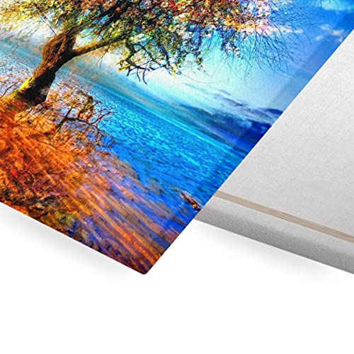 Tableau arbre multicolore grand format toile tendue luxe - 2