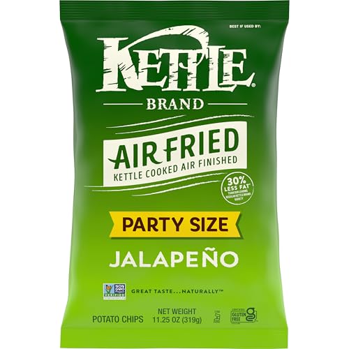 Kettle Brand Potato Chips, Air Fried Jalapeno Kettle Chips, 11.25 Ounce Party Size Bag