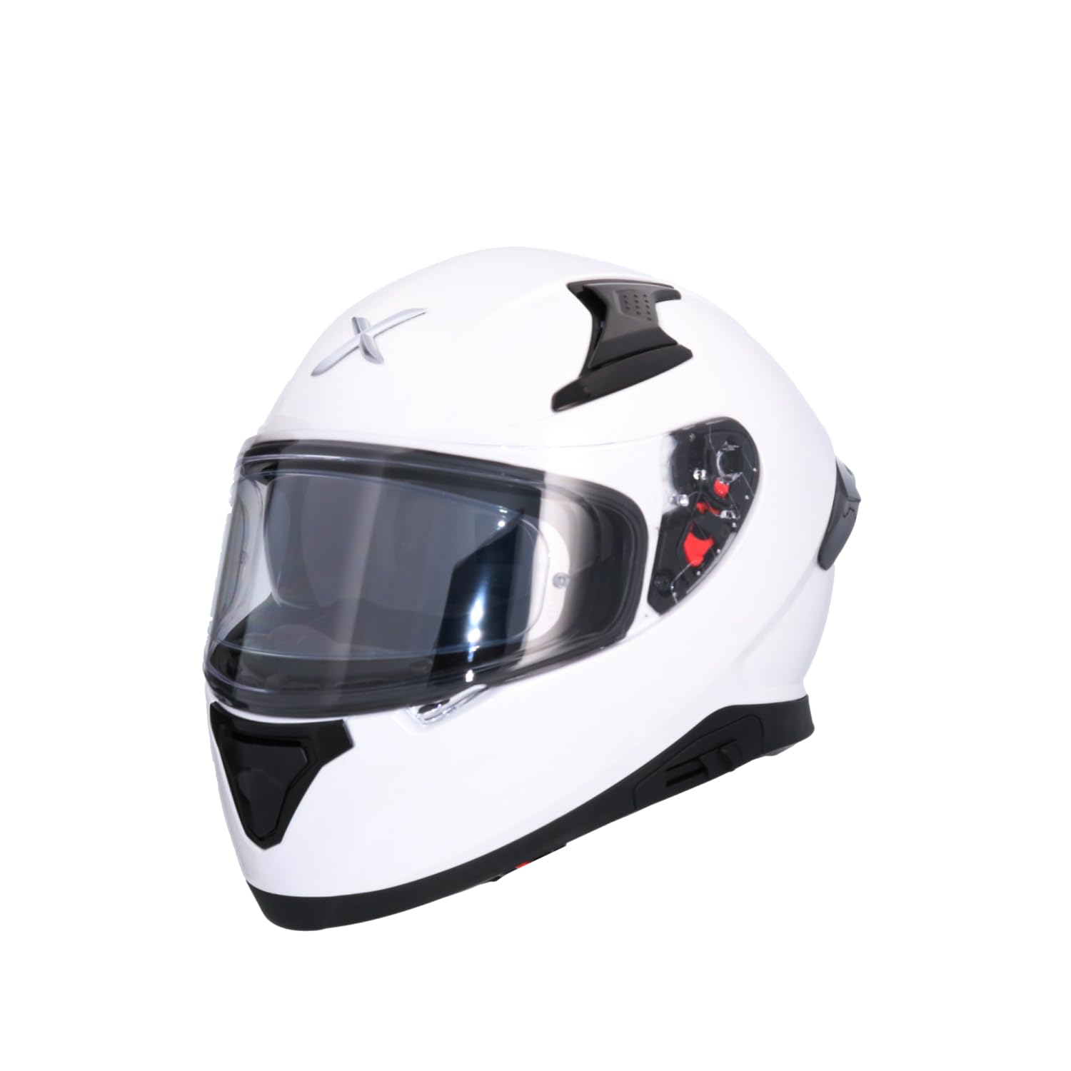 Casco AXOR Apex Solid Casco Integral de Moto Blanco Perlado con Pantalla Extra y Lente Solar, Diseño Deportivo, Talla L