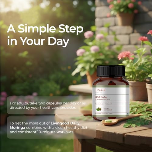 Image of Jiva Moringa Tablets | Boosts Immunity, Energy & Digestion | Supports Heart Health, Skin & Hair | 100% Ayurvedic & Organic - 60 Tablets (Pack Of 1)