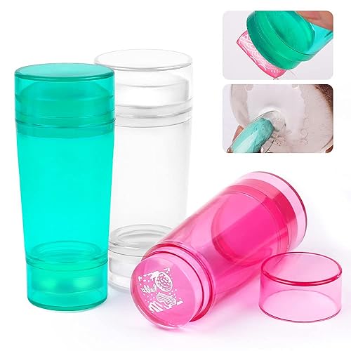 DouborQ 3 piezas de doble cabeza Nail Art Stampers jalea de silicona transparente con raspador adecuado para uñas francesas DIY diseño