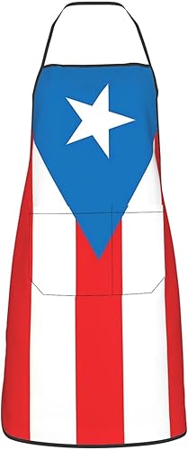 Miniatura 2 de bzaxxqi Aaprones con bandera de Puerto Rico, delantales de Puerto Rico para hombres y mujeres con bolsillos, delantal de chef ajustable para cocinar