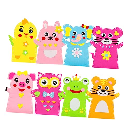 KOMBIUDA Finger Family Puppets Craft Set Puppet Making Kit 8pcs Non-Woven Fabric for Kids