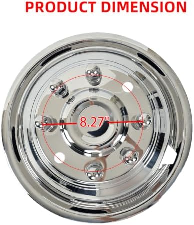 16 Wheel Simulators, 2-Pack Front 8-Lug Polished Stainless Steel RV Hub Caps, Snap-On Wheel Covers Fit GMC 3500(1974-2000), Ford F350(1974-1998), E350/E450 Van(2008-2025), Dodge Ram 3500(1974-1999) - 4