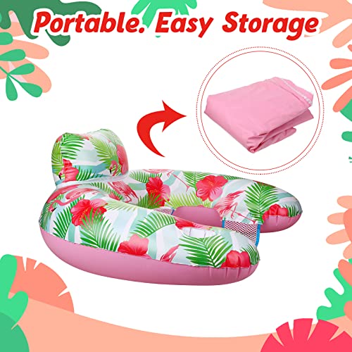 3 Pcs Inflatable Pool Float Chair Water Floating Chair With Cup Holder Swimming Pool Water Chair Floating Pool Chair Lounge Floats For Adults Beach Lake Swimming Pool Party (Flower) #TOP3