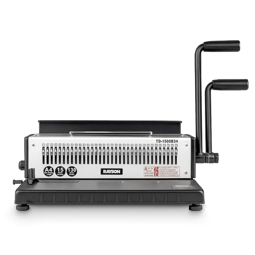 RAYSON TD-1500B34 Rilegatrice Spirale Metallica, 34 Fori, 130 Fogli, Robusta Struttura