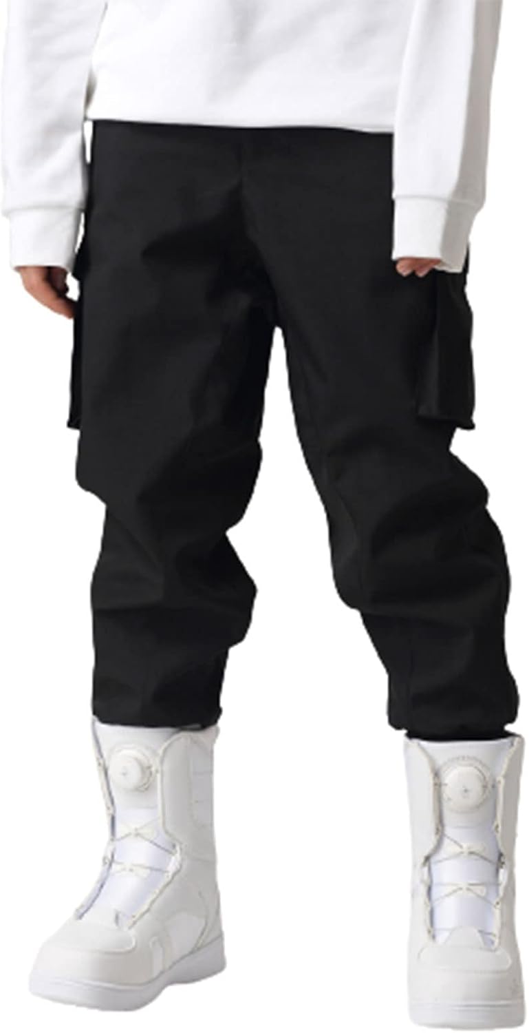 Men And Women Outdoor Windproof Waterproof Breathable Double Layer Winter Ski pants, Ideal For Winter Sports, Skiing, Snowboarding (Color : Black, Size : Large)