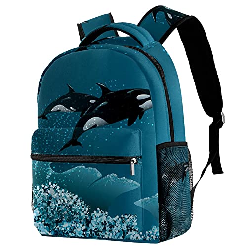 Sac à dos campus à motif baleine résistant pour soulager le dos des ados