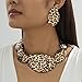 Chunky Gold Leopard Necklaces Earrings Set for Women Vintage Adjustable Irregular Geometric Leopard Print Choker Necklace Earring Fashion African Statement Jewelry Set Accessories for Women (ellipse)