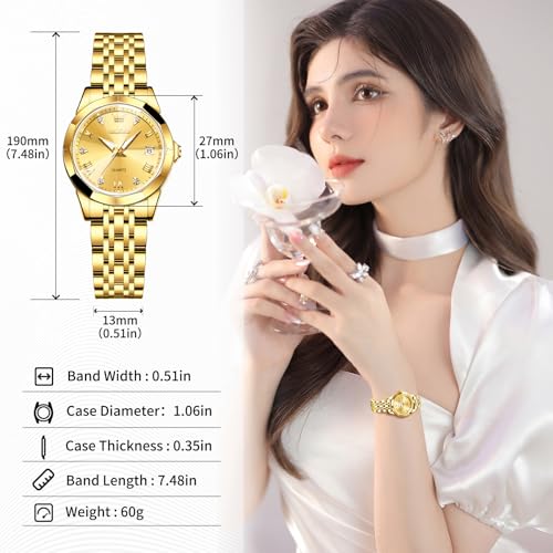Image of OLEVS Watches Women with Date Silver Stainless Steel Luxury Ladies Watches with Small Writs Diamond Watches for Women Waterproof Elegant Dress Quartz Analog Women's Wrist Watches Reloj de Mujer