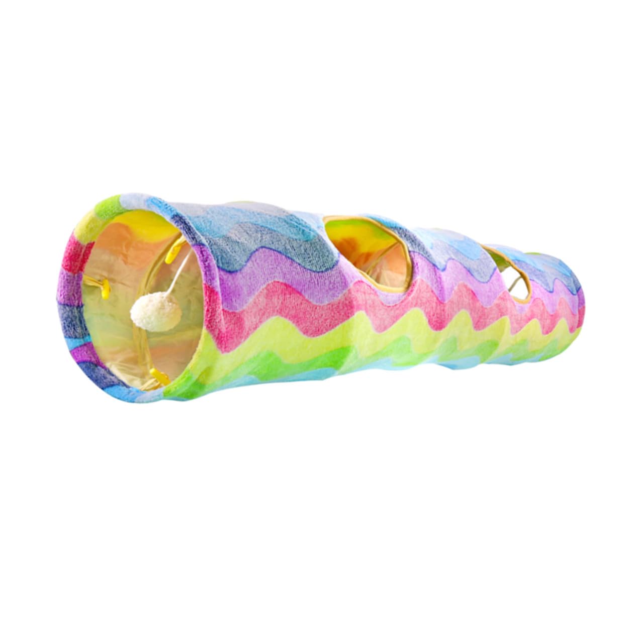 Tunnel per Gatti Pieghevole, Gioco Interattivo a Tubo | Carta Sonora, Stile Arcobaleno, per Gattini e Gatti, Design Creativo per Sessioni di Gioco