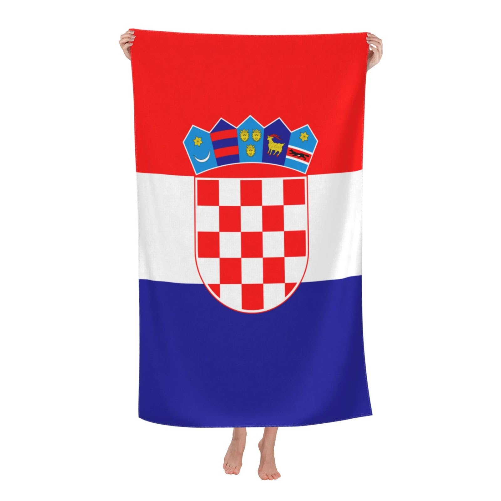 LSRCPD Beach Towel Croatia Croatian Flag Microfiber Beach Towels Blanket Oversized Tropical Big Extra Large XL Pool Towels Quick Dry Sandproof for Women Girls Kids