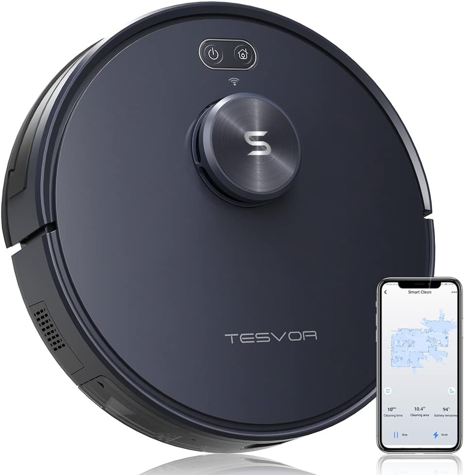 Tesvor Robot Vacuum with Lidar Navigation, 2700Pa Strong Suction, Wi-Fi, Anti-Drop, No-go Zone, Self-Charging Robotic Vacuum Cleaner, Ideal for Hard Floors and Pet Family