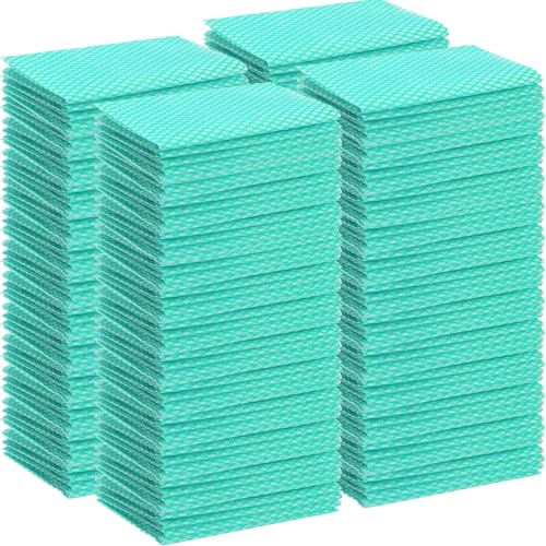 Tioncy 400 Pcs Disposable Cleaning Cloths Reusable Handy Wipes for Kitchen Multi-Purpose Dish Towels and Dish Cloths Absorbent Cleaning Cloth Cleaning Wipes for Kitchen and Home(Green)