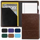 Gorbado Padfolio/Portfolio Binder, Mini Padfolio Portfolio Binder 5 x 8 Legal Writing Pad, A5 Document Organizer Folder for Men Women,Brown.