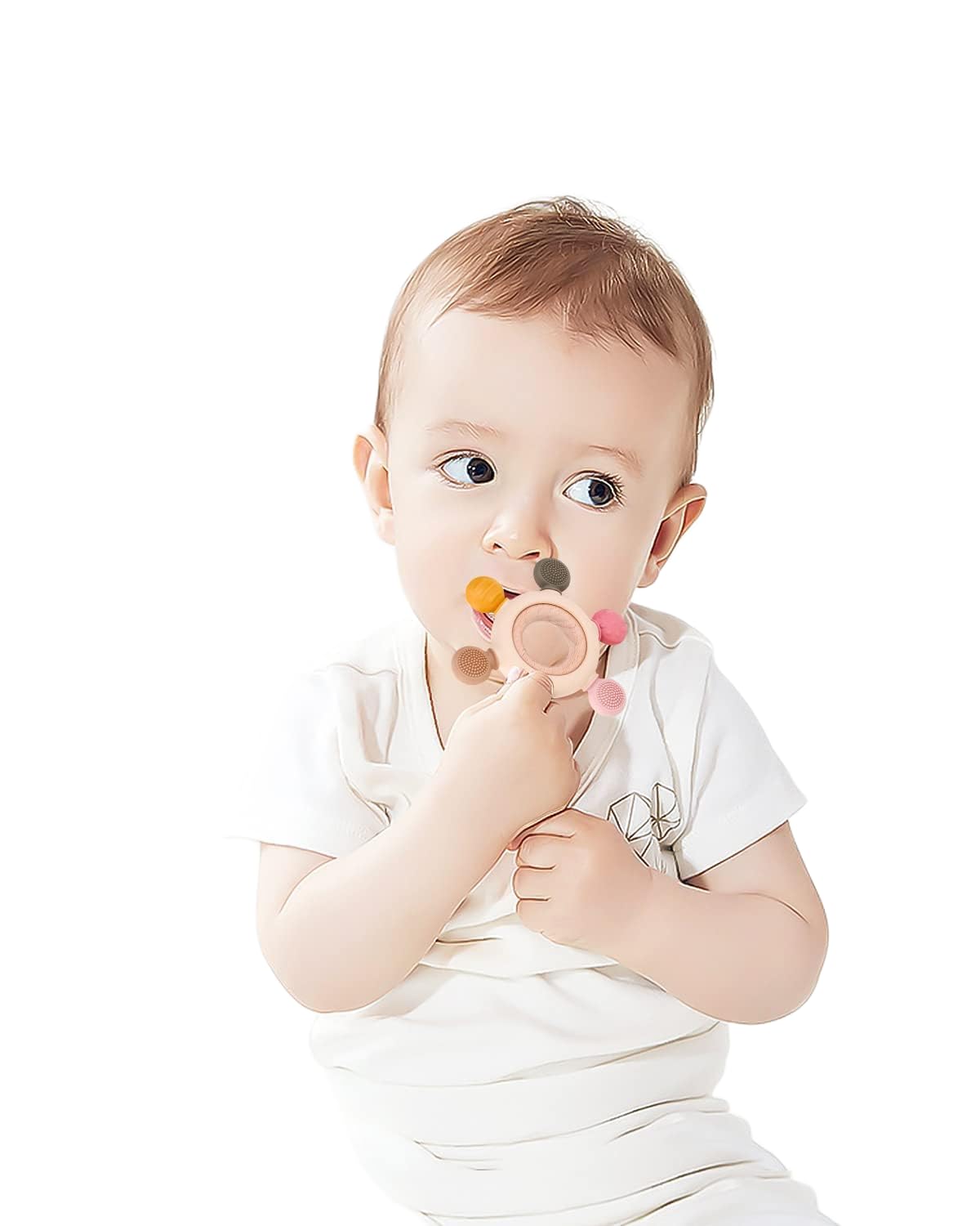 Silicone and Wooden Baby Teether, Multicolour, BPA Free, 0-12 Months, Round Ring, Wipe Clean-image-36