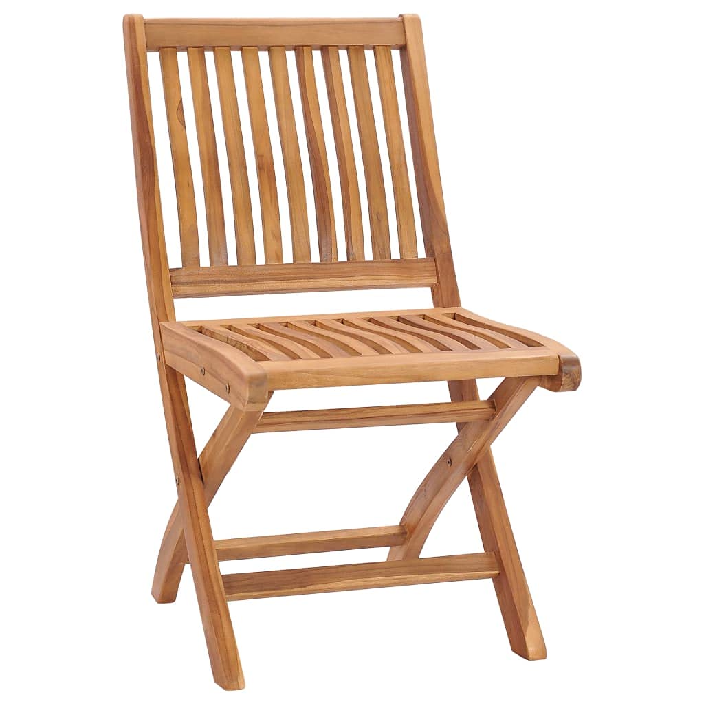 Set di mobili da giardino in teak massiccio, 7 pezzi, sedie pieghevoli con sedili e schienali curvi, foro per ombrellone, fino a 110 kg per seduta