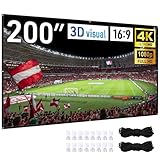 Japard 200 Inch Projector Screen Outdoor, 4K Full HD 3D 16:9 Canvas Material Double-Sided Projection, Foldable Portable, Wall Mount Hanging Extra Large for Home Outside Theater, Party