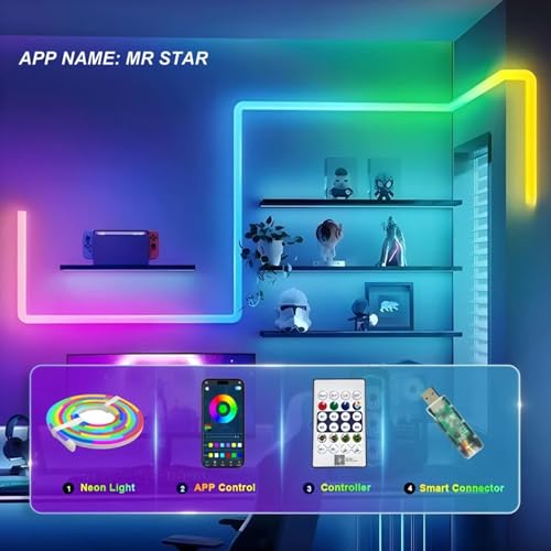 Image of Neon LED Strip Light RGB Magic 16.4 Feet with App & Remote Control, Music Sync, Multi-Colour Modes | Flexible | Neon Lights | Ideal for Gaming Room & Wall Decor | 5 Meter |