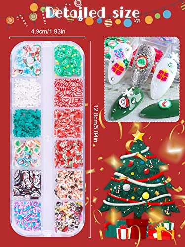 48 Grids Christmas Nail Art Slices, Lorvain 3D Xmas Nail Flakes Charms Nail Sequins Heart Star Snowflake Santa Claus Flake Nail Art Slime Glitters For Women Girls Diy Nail Face Body Decoration (4 Box) #TOP1