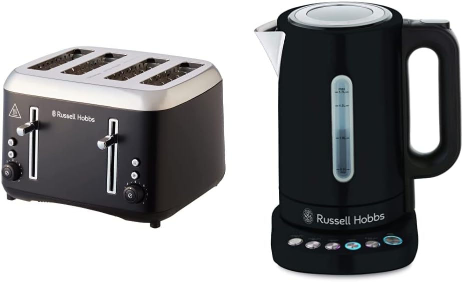Russell Hobbs RHT514BLK Addison 4 Slice Toaster, Matte Black