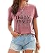 HONTOUTE It's A Throat Punch Kinda Day Letter Design Graphic T-Shirts for Women Casual Cotton Soft Shirts Loose Blouse Pink M