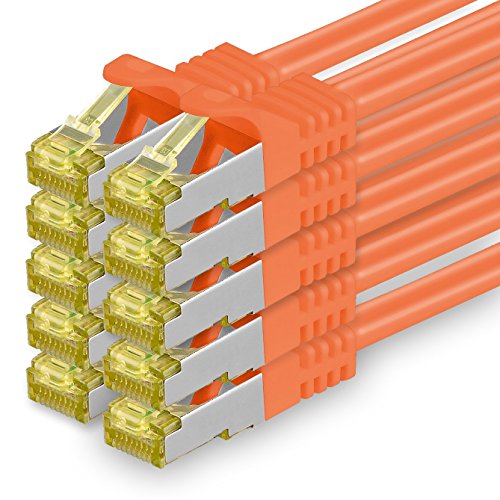 Cat.7 Patch Cable Set, S/FTP (PiMF) Ethernet LAN Network Cables, 10 Gigabits/10000 Mbps, High Speed