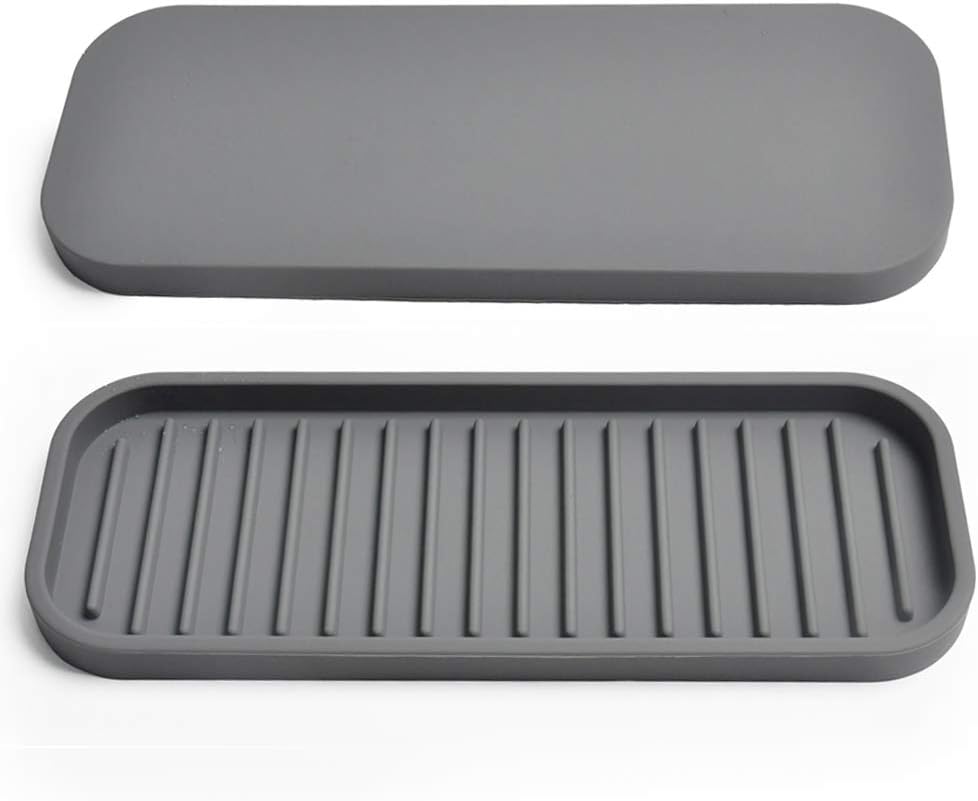 Mofason Silicone Sponge Holder, Tray for Soap and Sponge, Kitchen Sink Tray, Accessories to Help You Clean Kitchen Sink, Sink Sponge Rack(Gray, 2 Pack)
