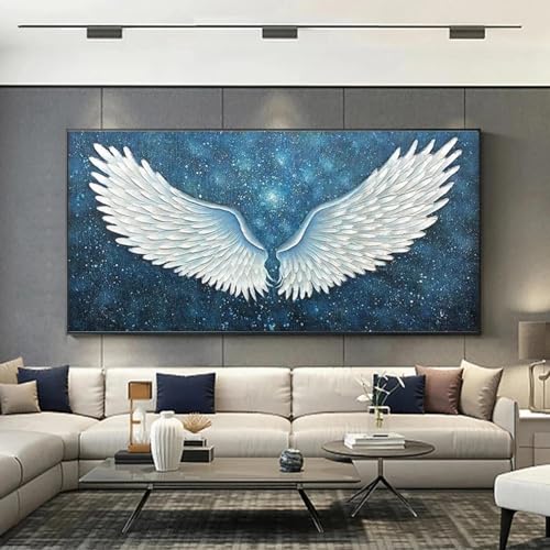 Peinture abstraite luxe ailes blanches impression haute définition