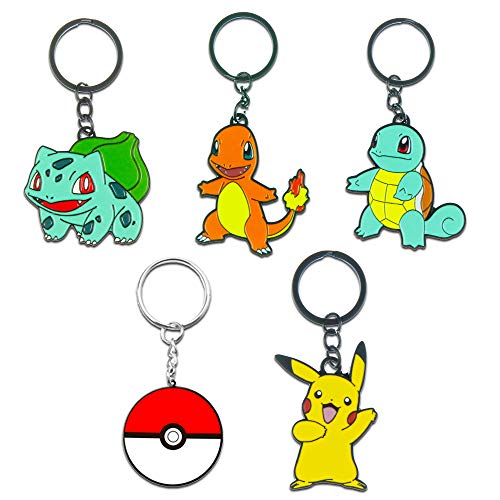 Pokemon Keychain Party Favors Pack ~ Bundle Includes 6 Metal Key Rings Featuring Pikachu and More
