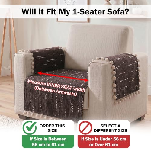 Image of Story@Home Chenille Sofa Mat for Single Sofa Cover (76x61Cm) & Arm Rest Cover | Anti Slip Cover for 1 /2 /3 Seater & L Shape Sofa Cover | Measure Your Sofa & Create Your Own Set - Mocha & Ivory