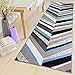 Produktbild Tapiso Maya Teppich Läufer Meterware Kurzflor Flur Küche Brücke Wohnzimmer Modern Grau Blau Weiß Schwarz Streifen ÖKOTEX 80 x 350 cm