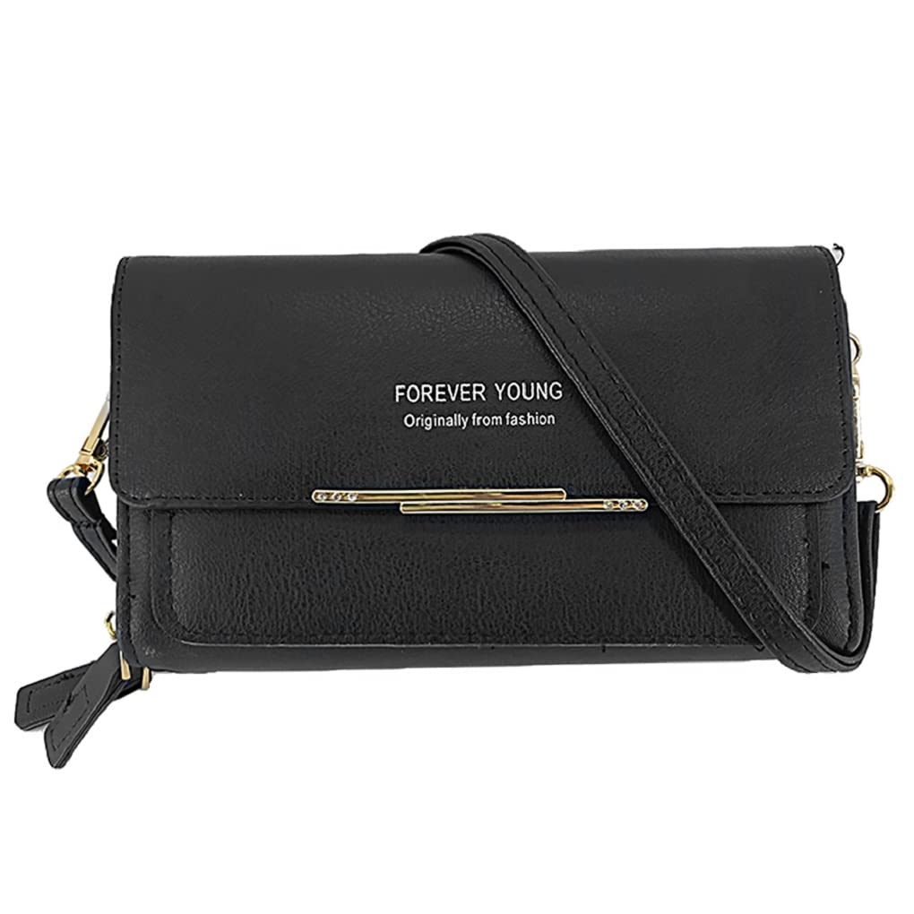 Women Pu Leather Crossbody Bag Purse Waterproof Clutch Bag Ladies Long  Crossbody Phone Shoulder Bag Fashion Multi-Pocket Wristlet Bag