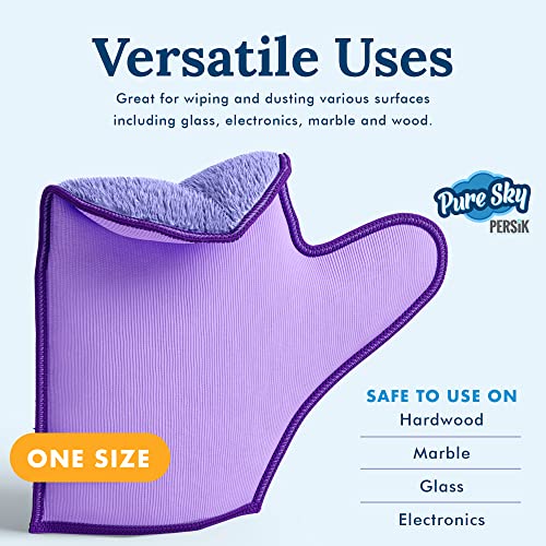 Persik Pure-Sky Ultra Microfiber Cleaning Glove – Just Add Water No Detergents Needed - 2-In1, Combination For Glass And Multipurpose – Streak Free Magic Window Polishing Glove - Removes Stains, Dust #TOP4