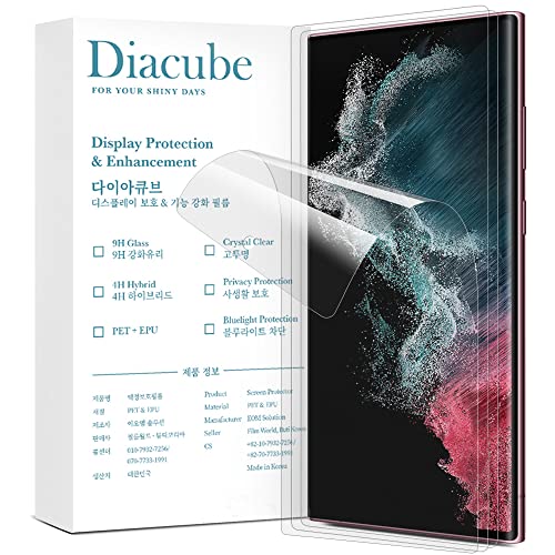 3Zbg) DIACUBE Galaxy S22 Ultra 4H PET+EPU tB KXR[eBO wZT[ Edge 3DtJo[ Ȃ\tgtB KChc[ŊȒPt